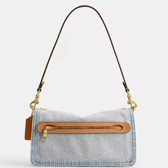 Coach RETAIL Bleach Washed Denim Tabby 26 With Distressed Crystals Style CCW92 - Picture 4 of 13